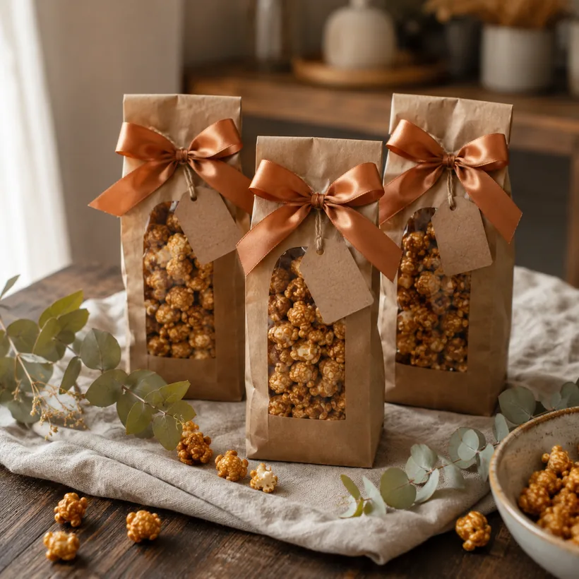 Gourmet popcorn ribbon bags